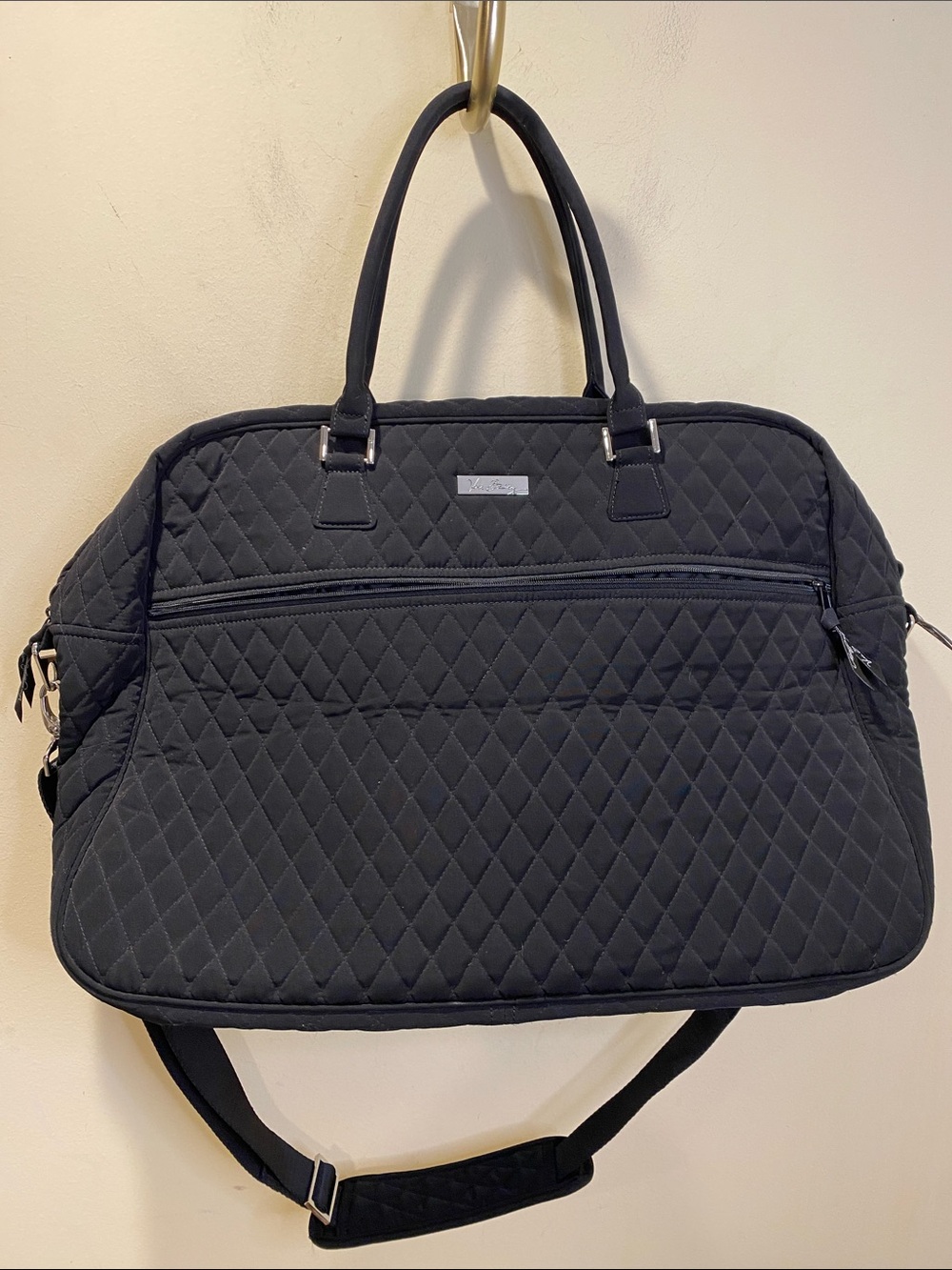 Vera Bradley Quilted Grand Black Travel Tote Bag With Long Strap - Picture 3 of 14